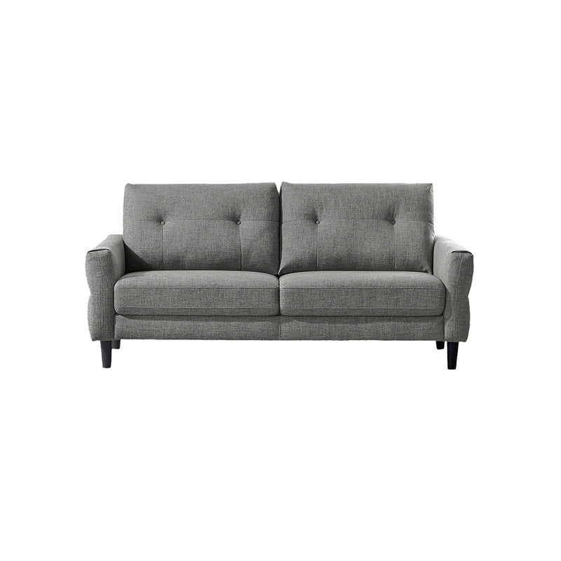 SOFA ESTACIONARIO DE TRES ASIENTOS EN TELA COLOR GRIS
