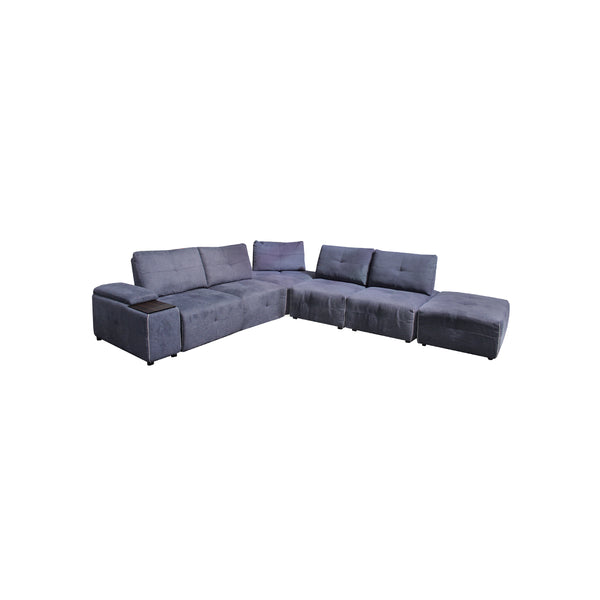 SOFA SECCIONAL ESTACIONARIO EN TELA AZUL