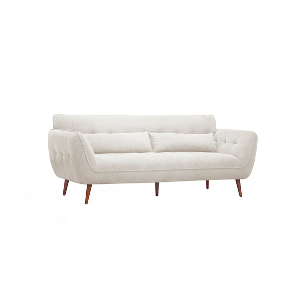 SOFA ESTACIONARIO DE TRES ASIENTOS EN TELA CREMA