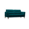 SOFA ESTACIONARIO DE TRES ASIENTOS EN TELA AZUL Y PATAS MARRONES