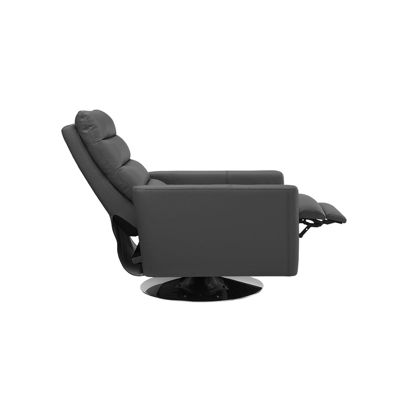 BUTACA RECLINABLE GIRATORIA MANUAL ESTILO PIEL COLOR GRIS