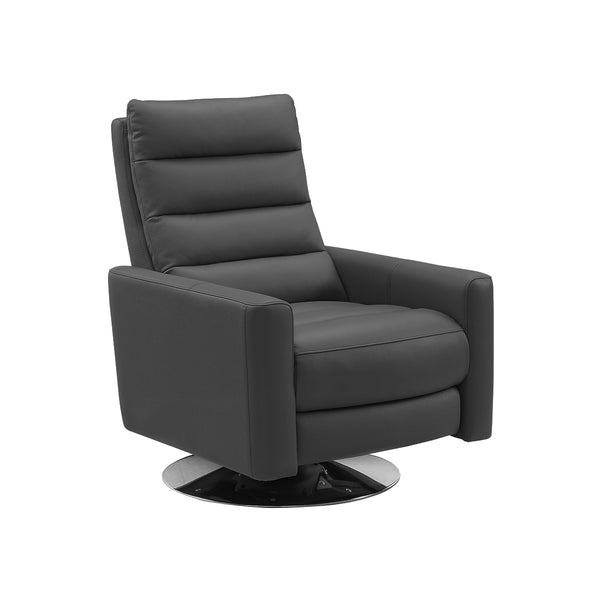BUTACA RECLINABLE GIRATORIA MANUAL ESTILO PIEL COLOR GRIS