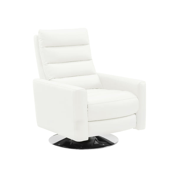 BUTACA RECLINABLE GIRATORIA MANUAL ESTILO PIEL COLOR BLANCO