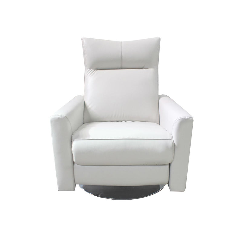 BUTACA GIRATORIA RECLINABLE MANUAL CON FRENTE DE PIEL GRIS CLARO