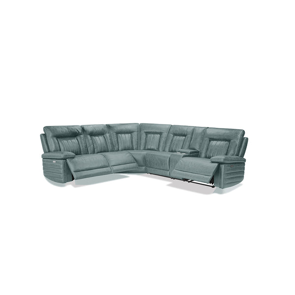 SOFA SECCIONAL RECLINABLE CON SISTEMA ELECTRICO EN COLOR GRIS