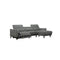 SOFA RECLINABLE CON SISTEMA ELECTRICO EN TELA GRIS Y PATAS MARRONES