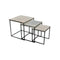 MESA LATERAL SET DE 3 TOPE ESTILO MADERA Y BASE COLOR NEGRO