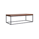 MESA DE CENTRO ACABADO DE MADERA Y BASE NEGRA