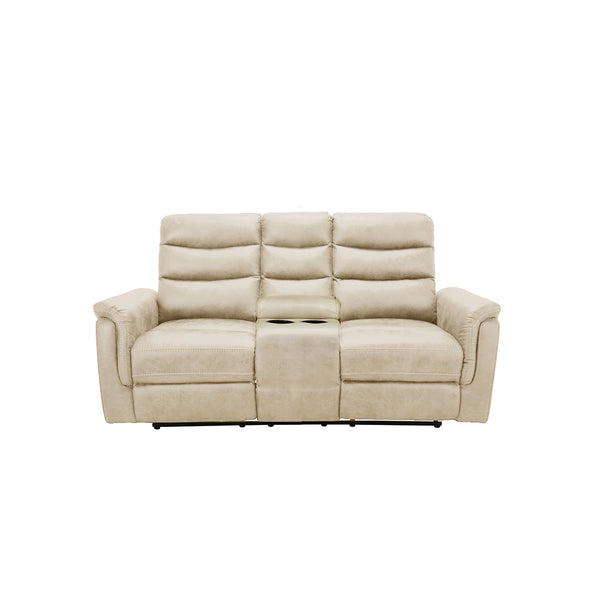 SOFA RECLINABLE  DE 2 ASIENTOS EN TELA COLOR CREMA CON SISTEMA ELECTRICO