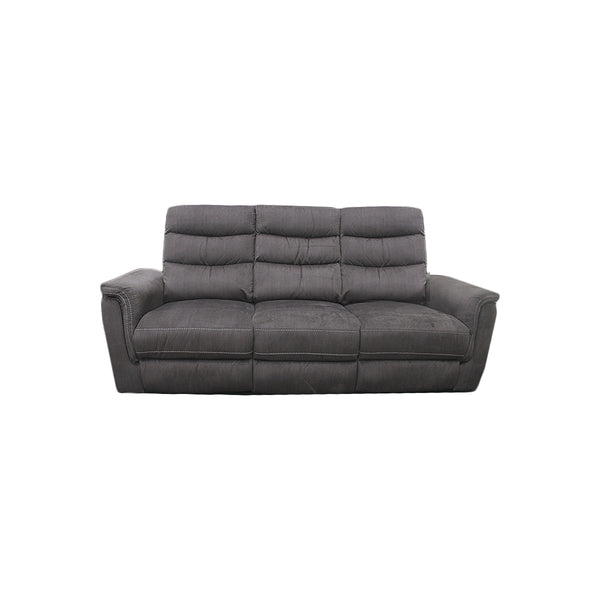 SOFA RECLINABLE ELECTRICO DE TRES ASIENTOS EN TELA MARRON CON PUERTO USB