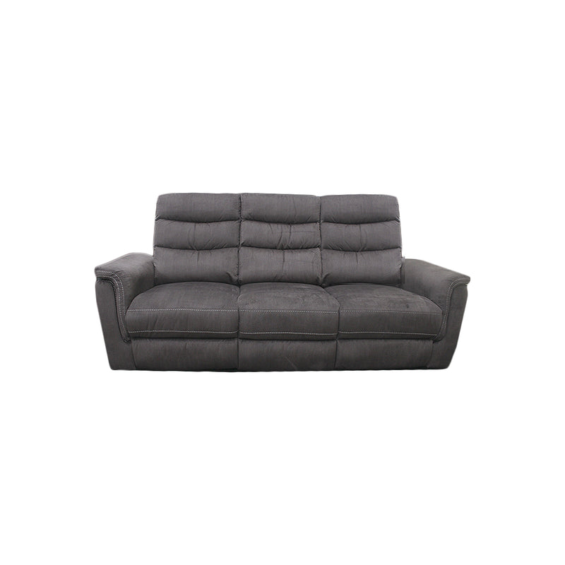 SOFA RECLINABLE ELECTRICO DE TRES ASIENTOS EN TELA MARRON CON PUERTO USB