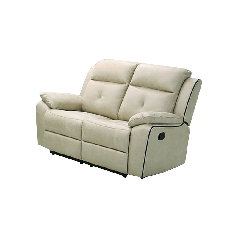 SOFA RECLINABLE  DE 2 ASIENTOS EN TELA CREMA CON SISTEMA MANUAL