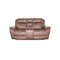 SOFA RECLINABLE MANUAL DE 2 ASIENTOS CON CONSOLA EN TELA MARRON