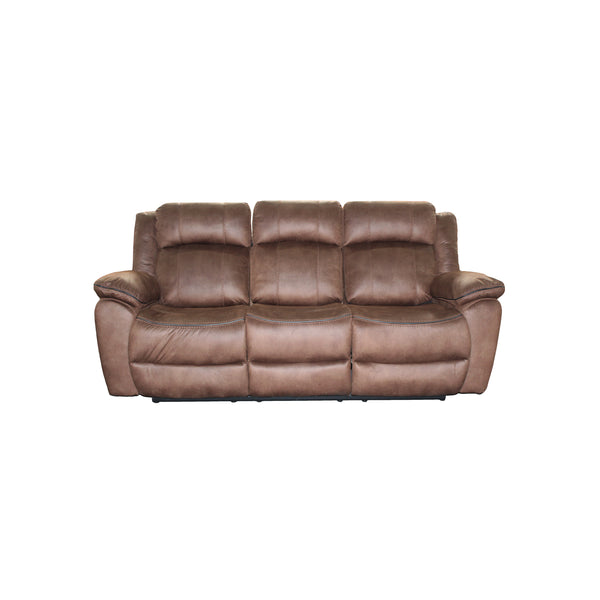 SOFA RECLINABLE MANUAL DE 3 ASIENTOS EN TELA MARRON