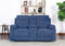 SOFA RECLINABLE MANUAL DE DOS ASIENTOS  EN TELA AZUL