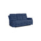SOFA RECLINABLE MANUAL DE TRES ASIENTOS EN TELA AZUL