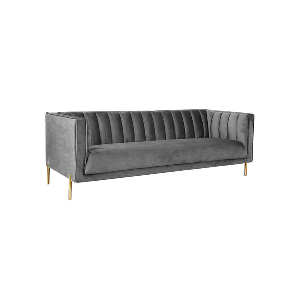 SOFA ESTACIONARIO DE DOS ASIENTOS EN TELA GRIS