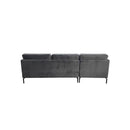 SOFA SECCIONAL ESTACIONARIO TAPIZADO EN TELA GRIS Y PATAS NEGRAS