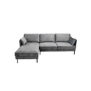 SOFA SECCIONAL ESTACIONARIO TAPIZADO EN TELA GRIS Y PATAS NEGRAS
