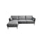SOFA SECCIONAL ESTACIONARIO TAPIZADO EN TELA GRIS Y PATAS NEGRAS