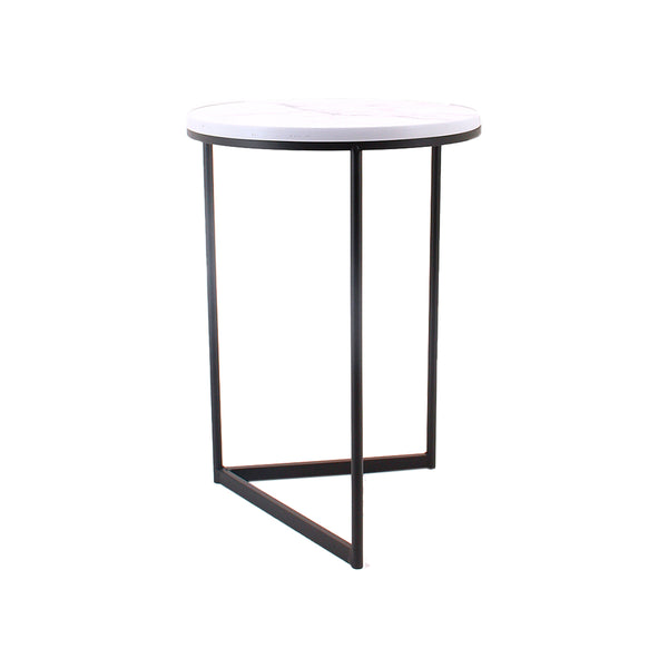 MESA LATERAL CON TOPE BLANCO Y BASE NEGRA