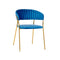 SILLA DE COMEDOR  EN TELA SUAVE AZUL Y PATAS DORADAS