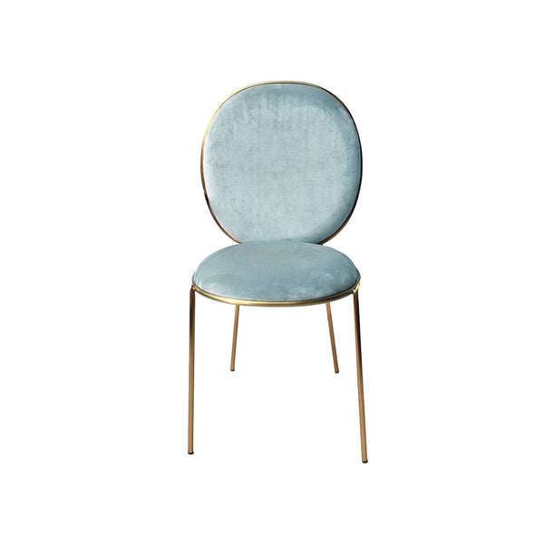 SILLA DE COMEDOR EN TELA AZUL Y PATAS DORADAS