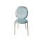 SILLA DE COMEDOR EN TELA AZUL Y PATAS DORADAS