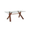 MESA DE COMEDOR EN TOPE DE CRISTAL Y BASE MARRON