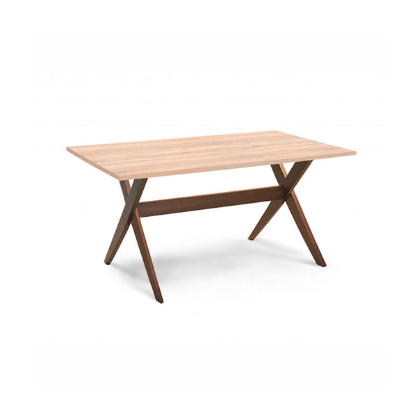 MESA DE COMEDOR RECTANGULAR TOPE Y BASE EN ACABADO DE MADERA