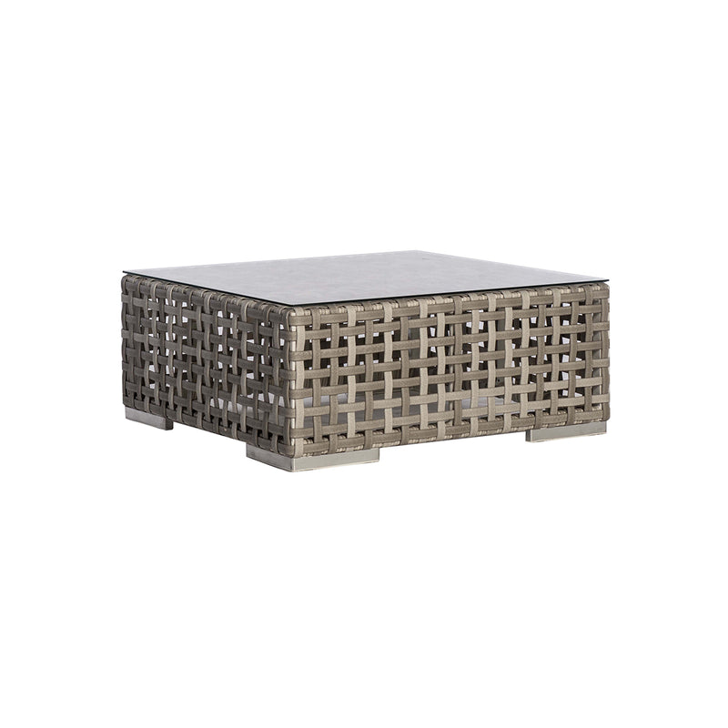 TRES DEEP SQUARE COFFEE TABLE WITH OPEN WEAVING SILK WHITE RIBBON
