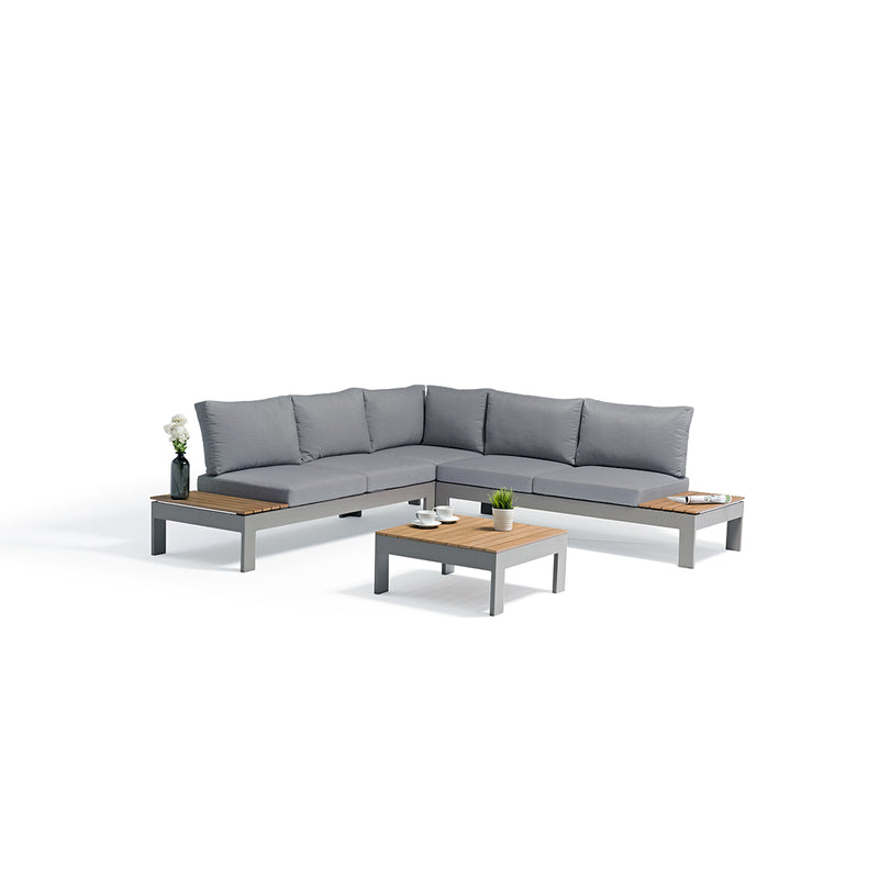 SECCIONAL DE EXTERIOR, SOFA 2 PCS, MESA DE CENTRO Y ESQUINERO