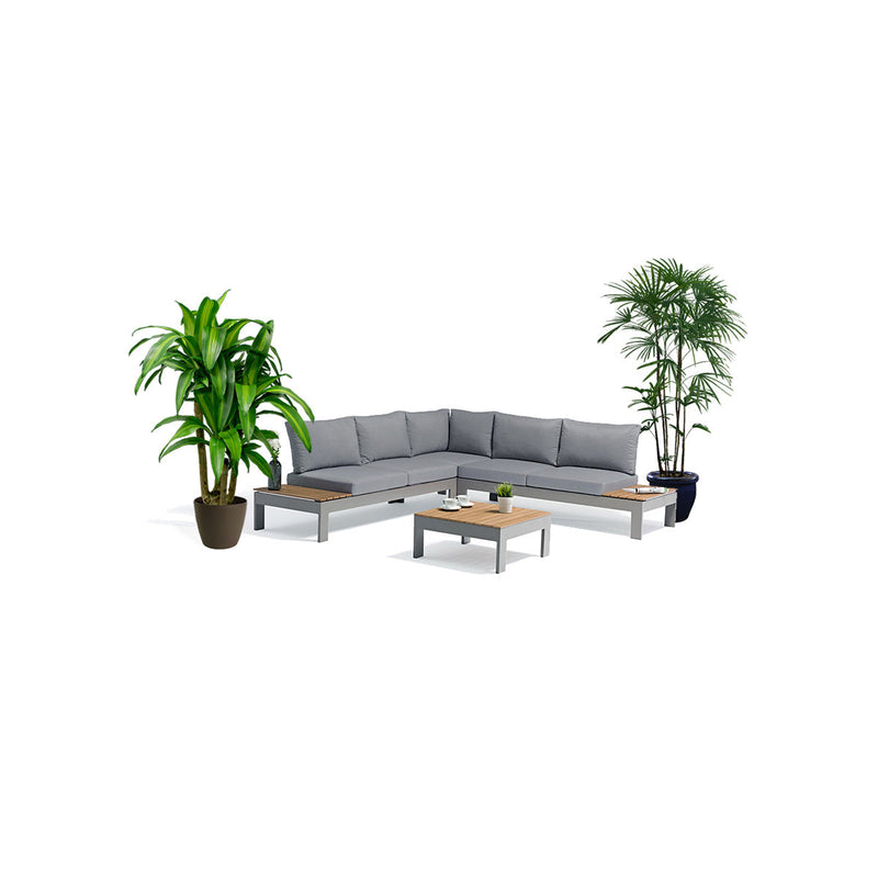 SECCIONAL DE EXTERIOR, SOFA 2 PCS, MESA DE CENTRO Y ESQUINERO