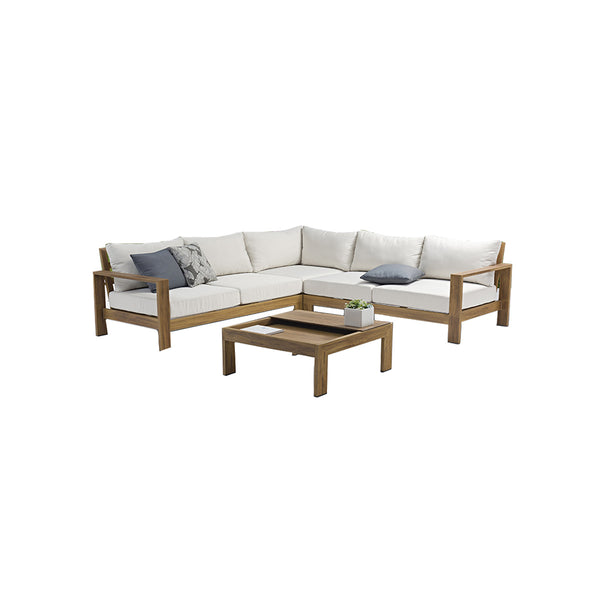 SET DE EXTERIOR DE 4 PCS CON SOFA IZQUIERDO Y DERECHO UN CORNER Y MESA CENTRO