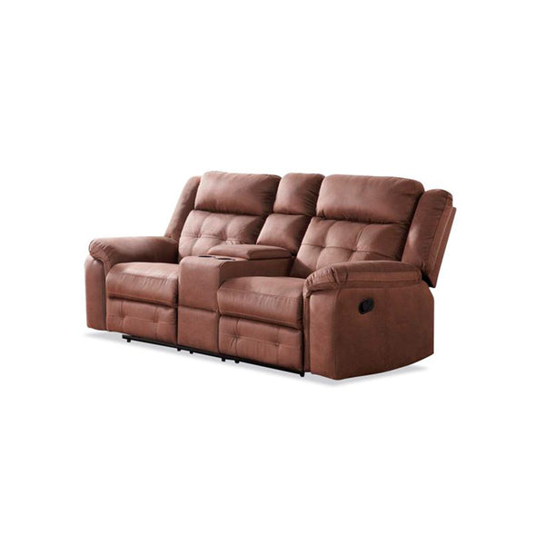 SOFA RECLINABLE MANUAL EN TELA DE MICROFIBRA MARRON