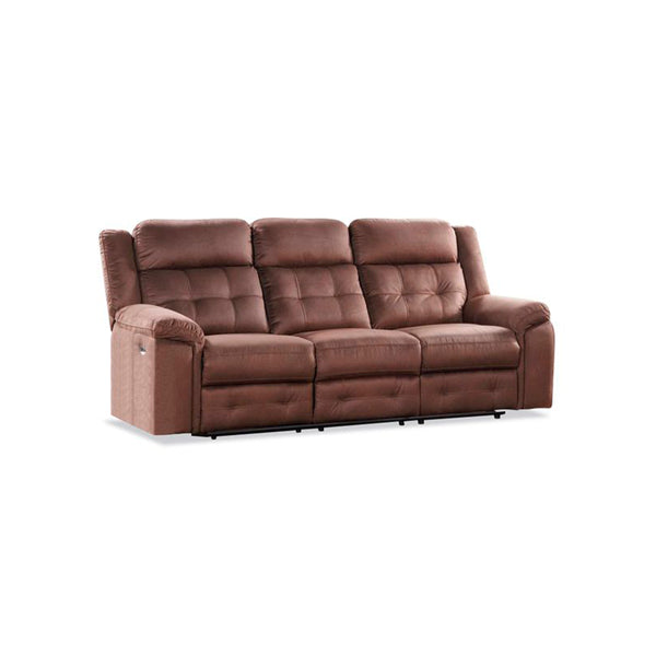 SOFA RECLINABLE MANUAL EN TELA DE MICROFIBRA MARRON