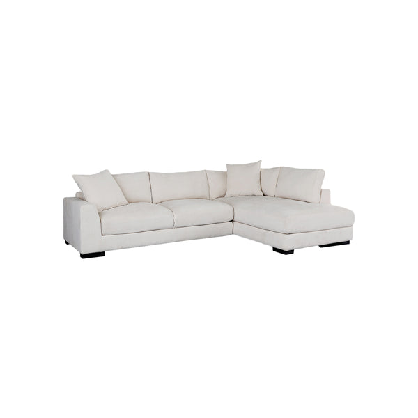 SOFA SECCIONAL ESTACIONARIO DERECHO EN TELA BLANCA