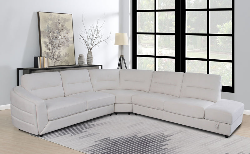 SOFA SECCIONAL ESTACIONARIO EN TELA BLANCA