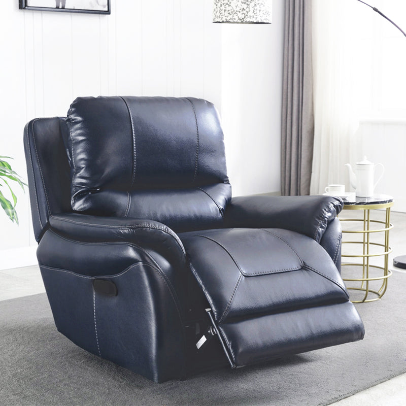 BUTACA RECLINABLE MANUAL NEW REGGIO EN PIEL SINTETICA AZUL