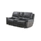 SOFA RECLINABLE MANUAL NEW REGGIO DE 2 ASIENTOS EN PIEL SINTETICA GRIS CON CONSOLA