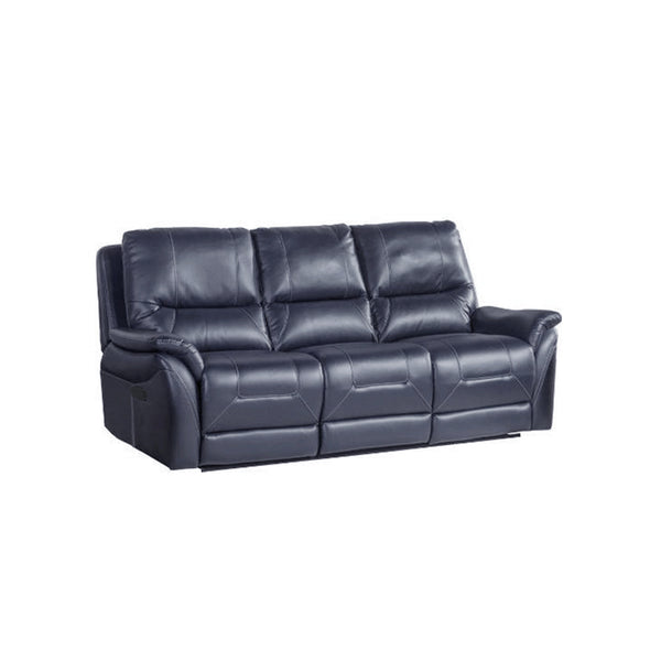SOFA RECLINABLE MANUAL NEW REGGIO DE 3 ASIENTOS EN PIEL SINTETICA AZUL