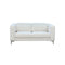 SOFA ESTACIONARIO DE DOS ASIENTOS EN TELA TEXTURIZADA OFF WHITE BEIGE Y PATAS PLATEADAS