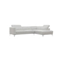 SOFA SECCIONAL ESTACIONARIO DERECHO EN TELA OFF WHITE BEIGE Y PATAS PLATEADAS