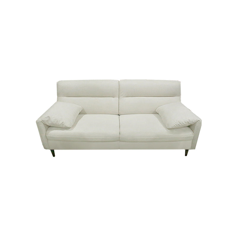 SOFA ESTACIONARIO DE 3 ASIENTOS EN TELA BEIGE Y PATAS NEGRAS