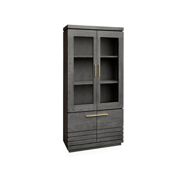 LISBON GLASS CABINET W/ 4 DRS TEXTURED  DRY GREY OAK  #570
