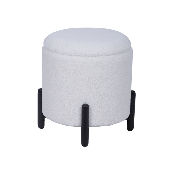 OTTOMAN EN TELA BEIGE Y PATAS NEGRAS