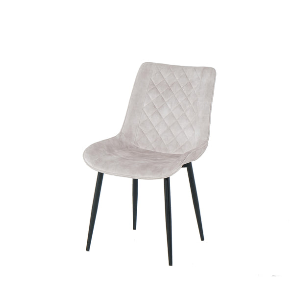 SILLA DE COMEDOR EN TELA CREMA Y PATAS NEGRAS
