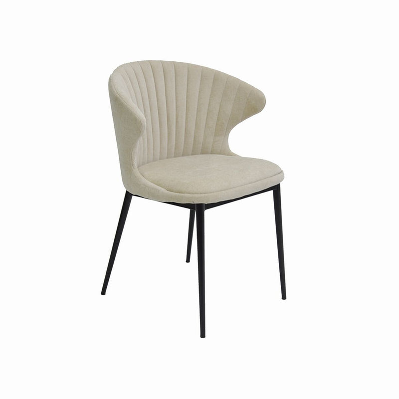 SILLA DE COMEDOR CON TELA BEIGE Y PATAS NEGRAS