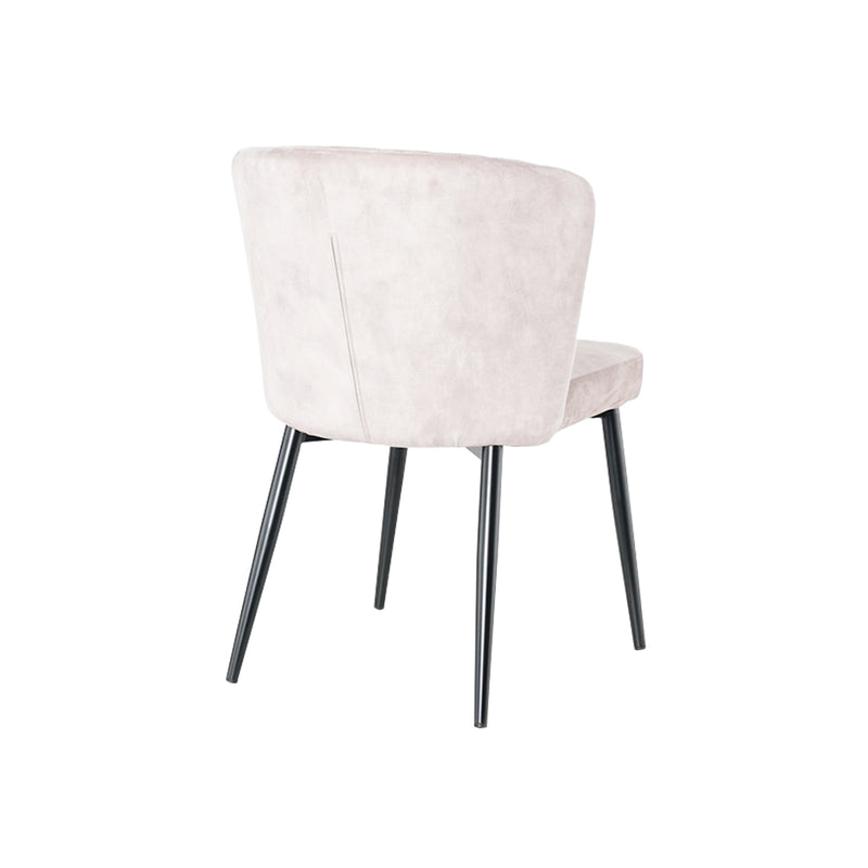 SILLA DE COMERDOR TAPIZADA EN TELA BEIGE Y PATAS NEGRAS