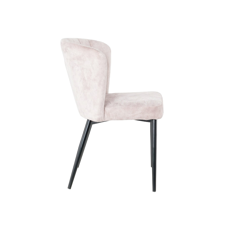 SILLA DE COMERDOR TAPIZADA EN TELA BEIGE Y PATAS NEGRAS